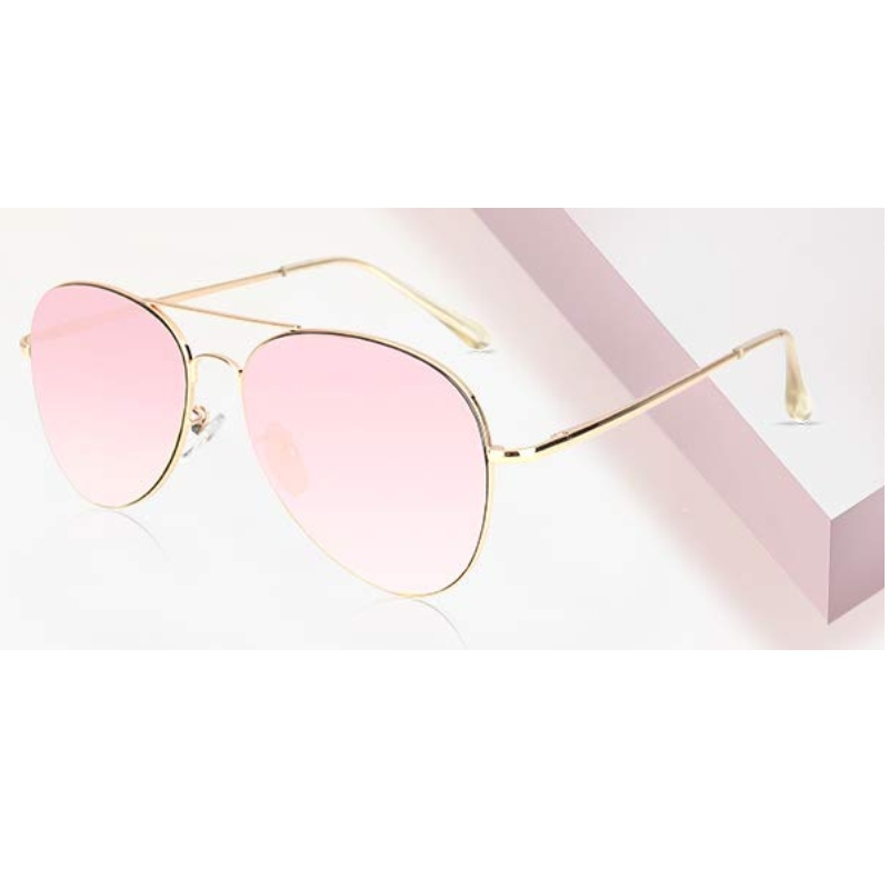 Klassische Aviator verspiegelte flache Linsen Sonnenbrille Metallrahmen mit Federscharnieren, mehrere Spiegelgläser, Farben Sonnenbrillen