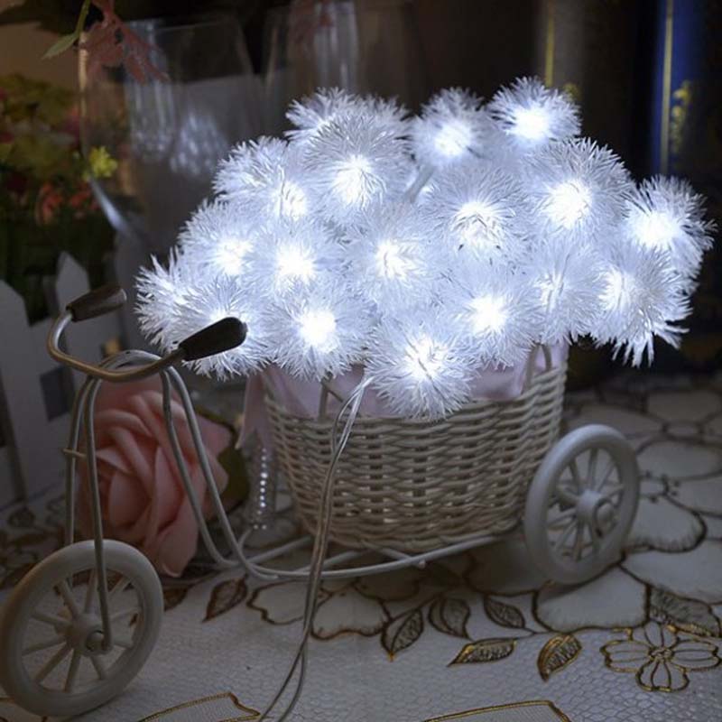 LED Snow Pompon String Lights Farbe Seil Lichter Dekorationen für Weihnachten / Urlaub / Hochzeit / Party