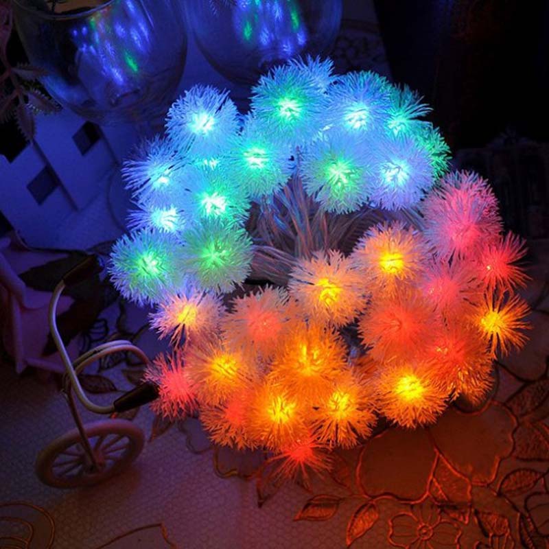LED Snow Pompon String Lights Farbe Seil Lichter Dekorationen für Weihnachten / Urlaub / Hochzeit / Party