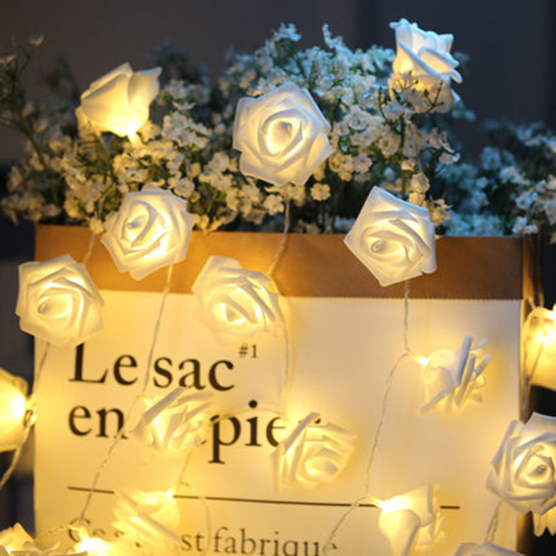 10/20 LEDs Batterie Betrieben LED Rose Blume Lichterketten Weihnachtsfee Licht Valentine Hochzeit Urlaub Party Dekoration
