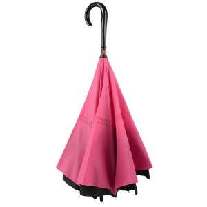 Großhändler winddichter Regenschirm umgekehrter Regenschirm J-Griff für Autos