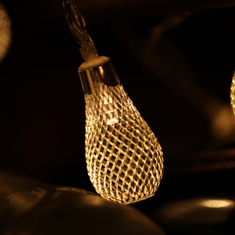 10/20/40 LEDs Lichterketten, batteriebetriebenes Weihnachtslichterkette, hohle Wassertropfen-Laternen-Lampe für Weihnachtshochzeits-Festival-Dekoration Größe: Golden 40 LED