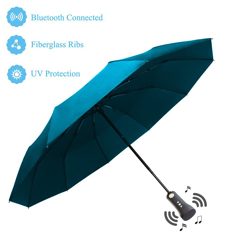 Bluetooth-Regenschirm-Lautsprecher Musik UV-Schutz neue Erfindung besonderen 3 faltbaren Regenschirm