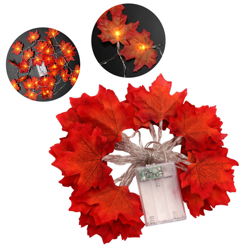 3M Thanksgiving Harvest Maple Leaves beleuchtete Fallgirlande 30 LED Lichterketten