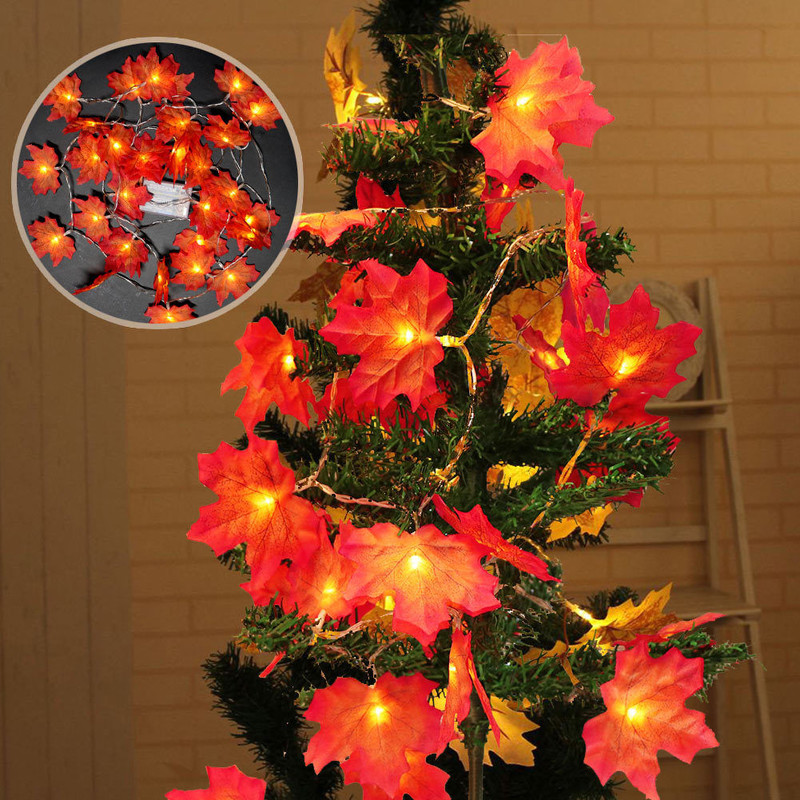 3M Thanksgiving Harvest Maple Leaves beleuchtete Fallgirlande 30 LED Lichterketten