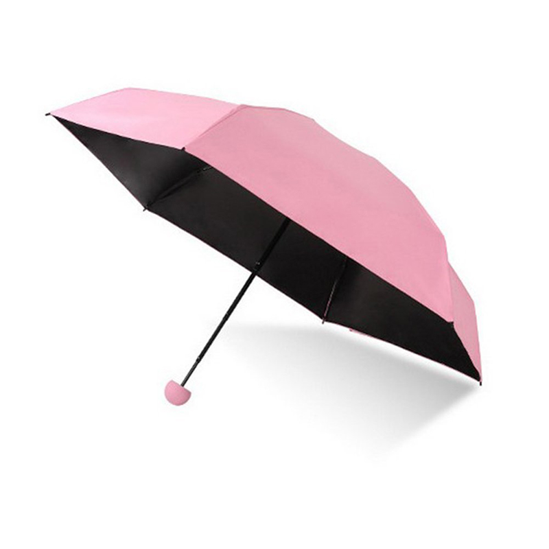Regenschirm 2019 6 Panels Mini 5-fach schwarz beschichteter UV-Regenschirm Rosa Kapselregenschirm