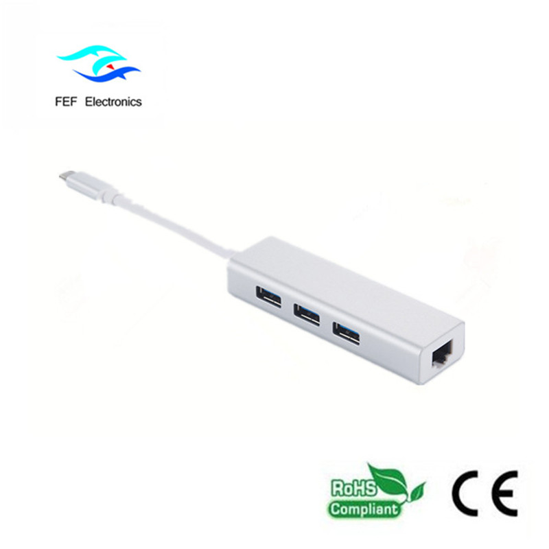 USB 3.1 Typ c an RG45-Buchse Gigabit Ethernet + 3 * USB2.0-Buchse ABS-Gehäuse Code: FEF-USBIC-016