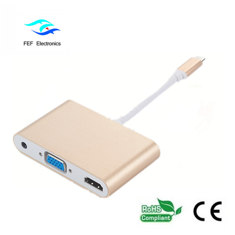 Mini Displayport / USB 3.1 Typ c auf HDMI + VGA Buchse + Audio Code: FEF-DPIC-016