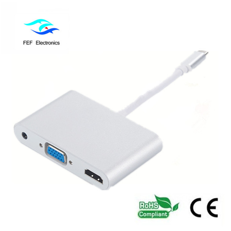 Mini Displayport / USB 3.1 Typ c auf HDMI + VGA Buchse + Audio Code: FEF-DPIC-016