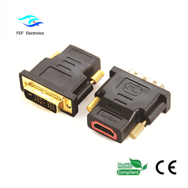 DVI (18 + 1) Stecker auf HDMI Buchse Adapter Gold / Nickel Code: FEF-HD-002