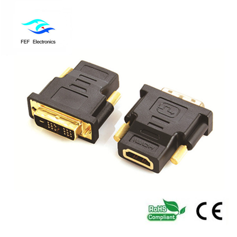 DVI (18 + 1) Stecker auf HDMI Buchse Adapter Gold / Nickel Code: FEF-HD-002