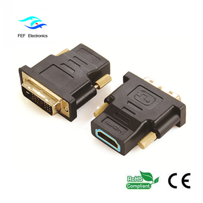 DVI (18 + 1) Stecker auf HDMI Buchse Adapter Gold / Nickel Code: FEF-HD-002