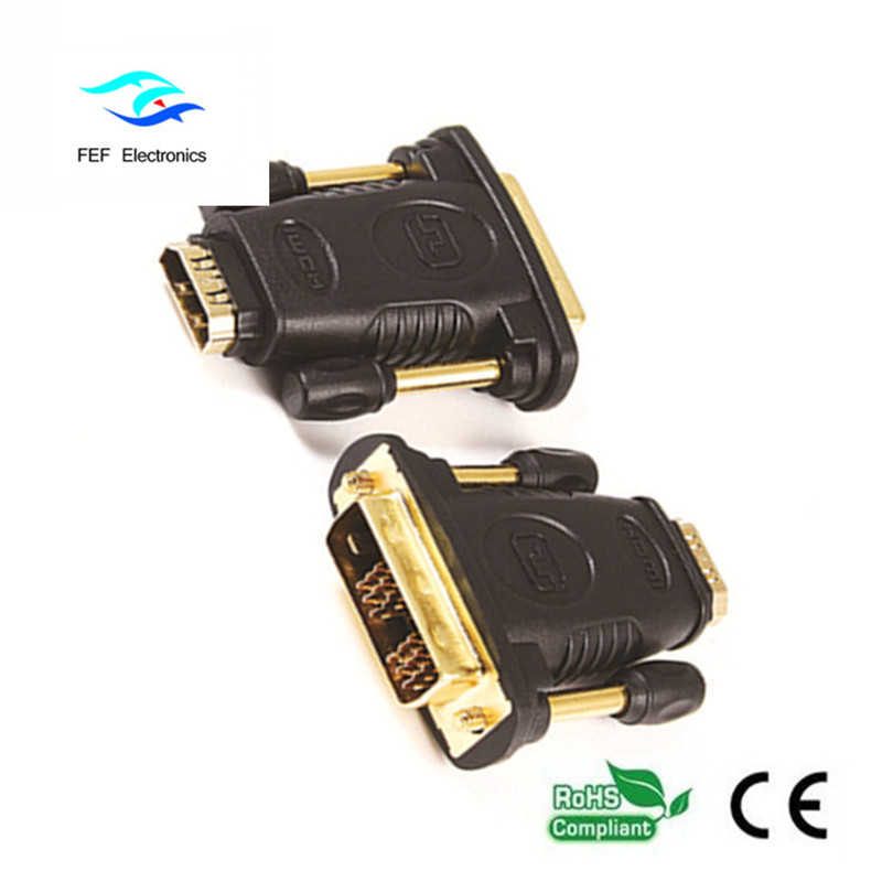 DVI (24 + 1) Stecker auf HDMI Buchse Gold / Nickel Code: FEF-HD-005