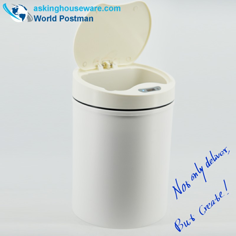AKbrand Household Automatische Induktive Abfalldose mit Ladegerät, Eissahne weiß, 15 Liter