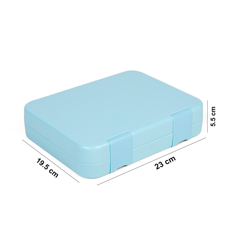 Auslaufsicherer Bento Lunch Box Container für Kinder und Erwachsene, blaue Farbe, 4 Fächer