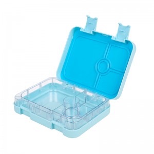 Auslaufsicherer Bento Lunch Box Container für Kinder und Erwachsene, blaue Farbe, 4 Fächer