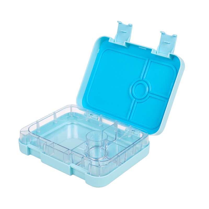 Auslaufsicherer Bento Lunch Box Container für Kinder und Erwachsene, blaue Farbe, 4 Fächer