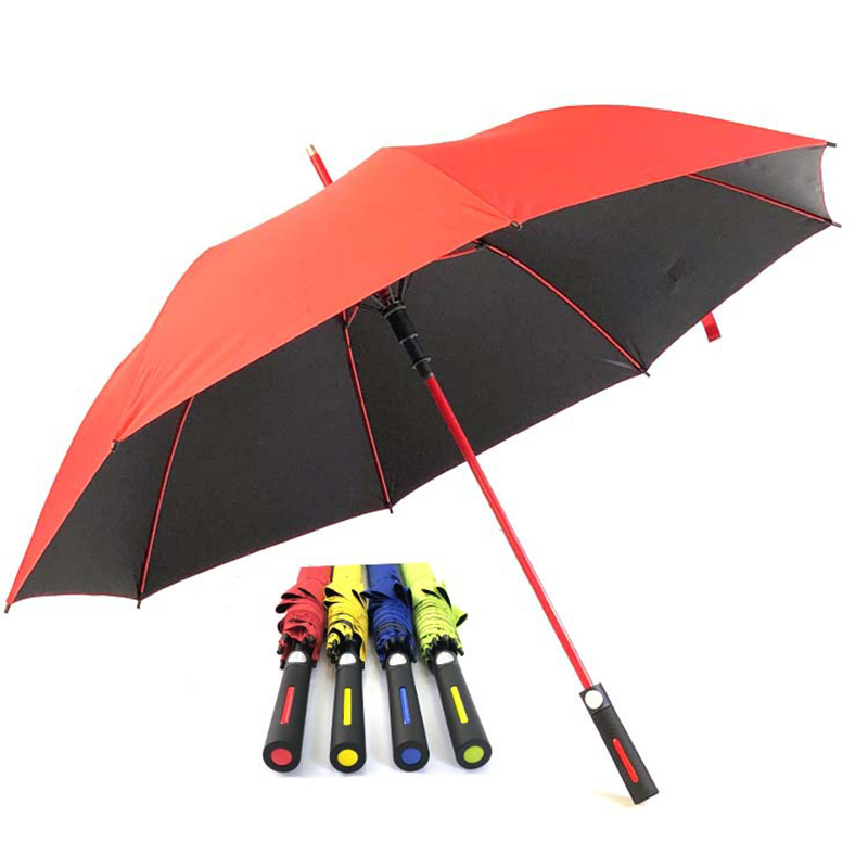 27-Zoll-Werbung bunten Fiberglasrahmen Golfschirm Einzelschicht Auto offener Regenschirm
