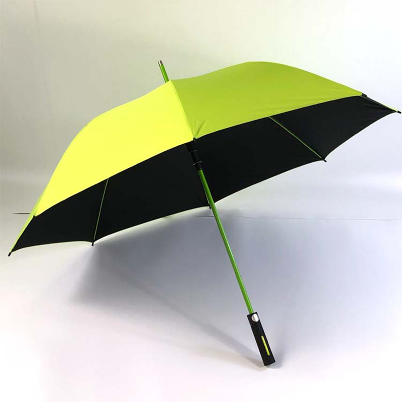Kundenspezifischer bunter Fiberglasrahmen langer Griff-gerader winddichter Golf-Regenschirm