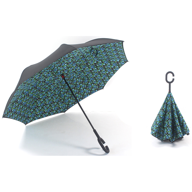 2019 Das am besten bewertete Logo hat den umgedrehten offenen Bilderrahmen aus Fiberglas-Autoregen-Regenschirm angepasst