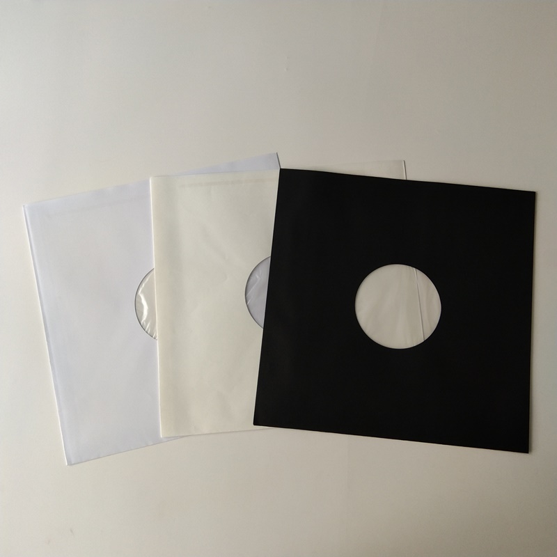 33 U / min White Paper Record Innenhülsen mit Loch für 12 Vinylplatten polylined