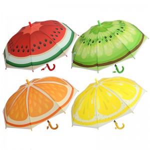 Fruit Transparenter automatischer POE-Material-Sonnenschirm Netter Regenschirm für Kinder