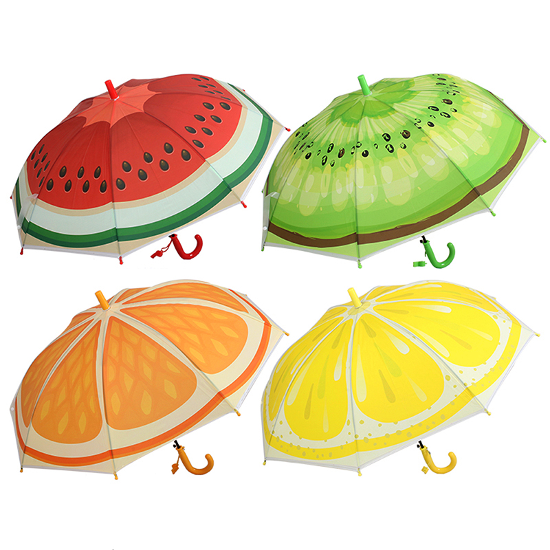Fruit Transparenter automatischer POE-Material-Sonnenschirm Netter Regenschirm für Kinder