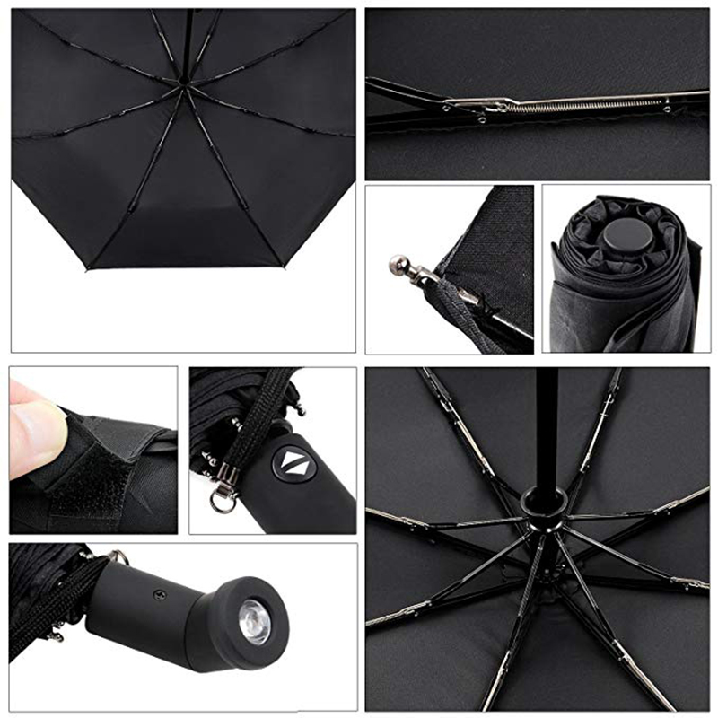 Erfinderischer Regenschirm 3 mit automatischem Öffnen und automatischem Schließen, der mit einem Brennergriff klappt