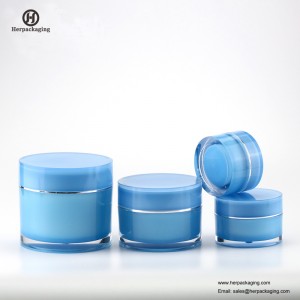 HXL212 Runde leere glänzende blaue Kosmetikdose Doppelwandbehälter Skincare Jar