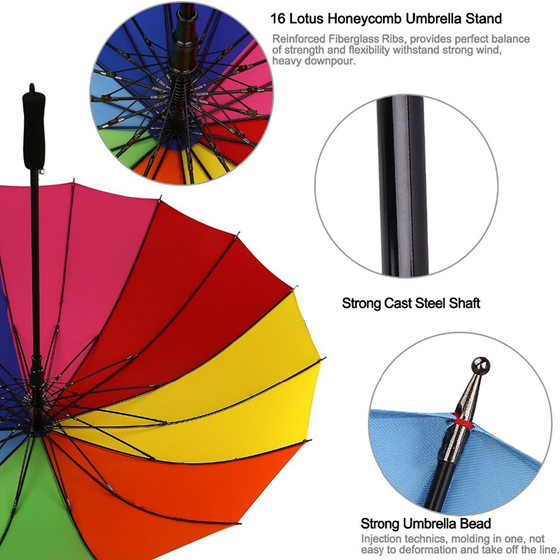 Regenbogen-Firmengeschenke des Rippens 16 Rippenregenschirm des gerippten Regenschirmes mit automatischer geöffneter Funktion