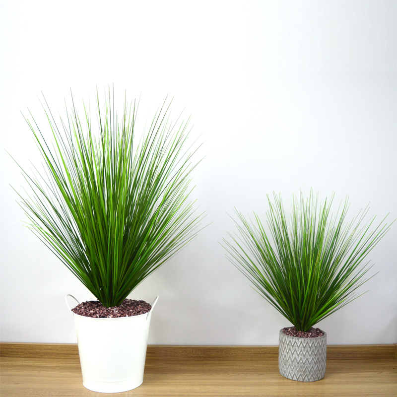 Näher 2 Natur künstliche Zwiebel Graspflanze in dekorativen Pflanzer Home Decor