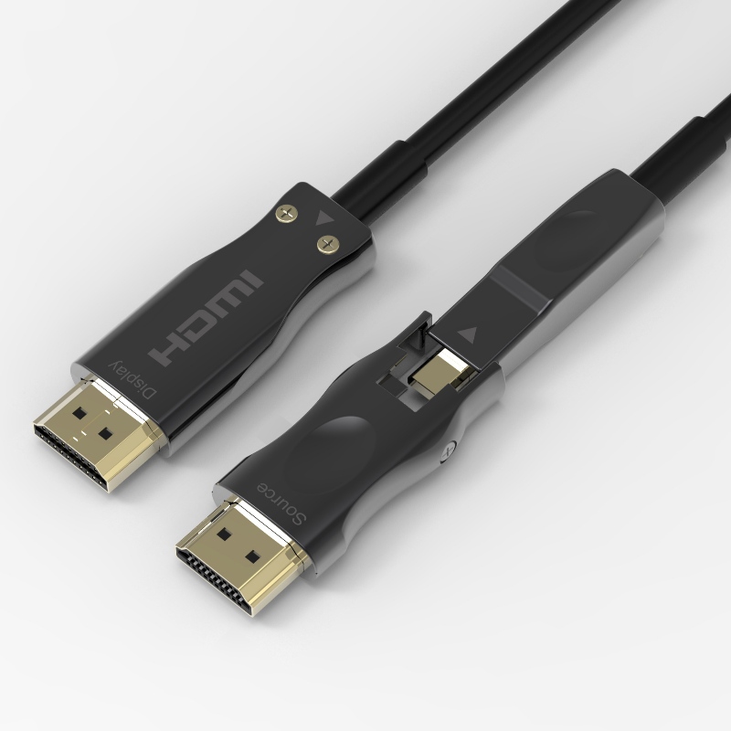 Abnehmbares Glasfaser-HDMI-Kabel unterstützt 4K, 60Hz, 18 Gbit / s, mit zwei Micro-HDMI- und Standard-HDMI-Anschlüssen