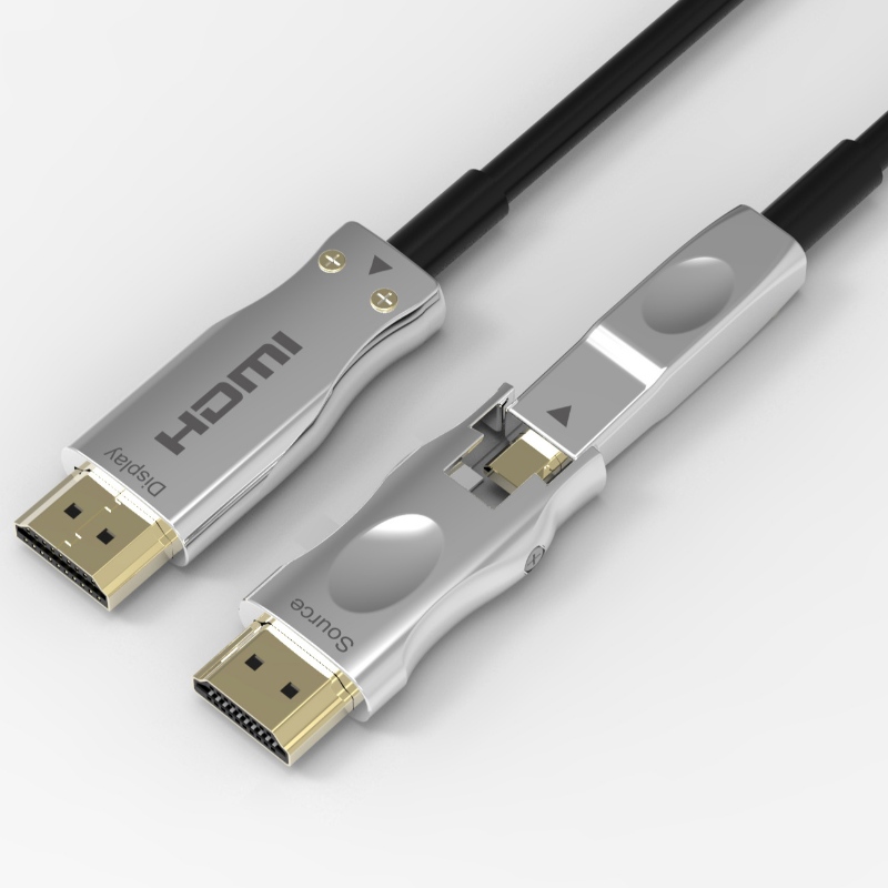 Abnehmbares Glasfaser-HDMI-Kabel unterstützt 4K, 60Hz, 18 Gbit / s, mit zwei Micro-HDMI- und Standard-HDMI-Anschlüssen