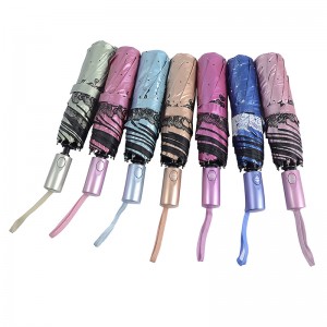 Bunter schwarzer UV-Schutzschirm mit UV-Beschichtung 3 Regen- und Sonnenschirm