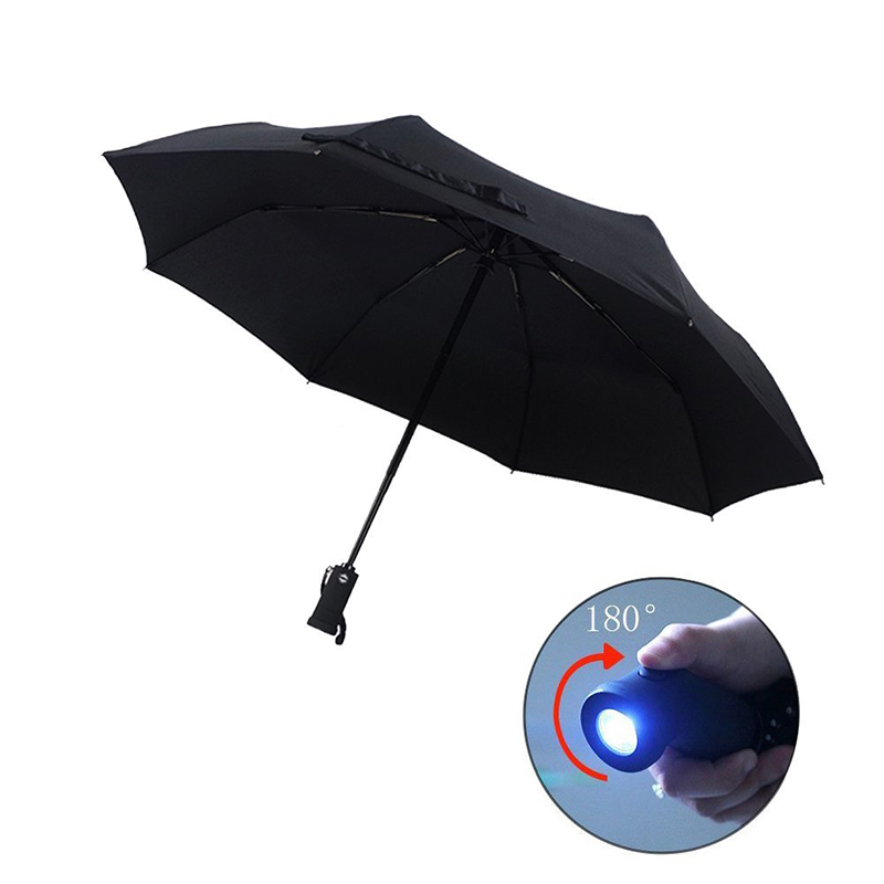 Faltbarer Regenschirm des automatischen Fackel-Handgriff-3 mit LED-Licht