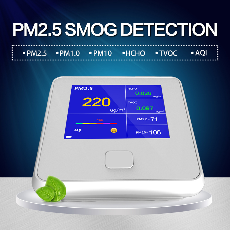 Luftqualitätsmonitor Indoor Outdoor Digital PM2.5 Gasanalysator TVOC HCHO AQI PM10 Tester Luftanalysatoren mit wiederaufladbarer Batterie