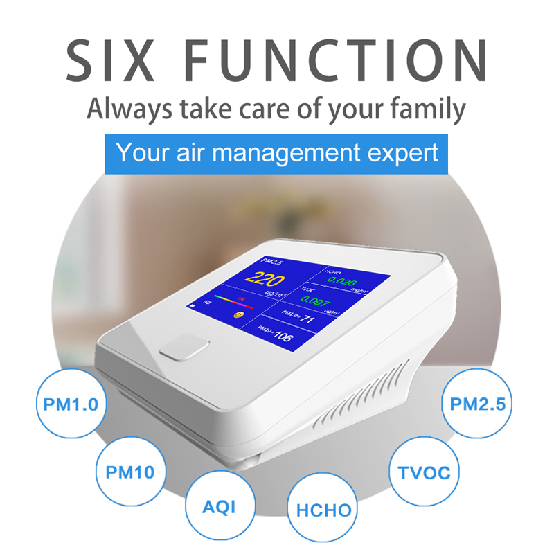 Luftqualitätsmonitor Indoor Outdoor Digital PM2.5 Gasanalysator TVOC HCHO AQI PM10 Tester Luftanalysatoren mit wiederaufladbarer Batterie