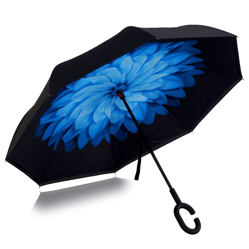 Windschutz des Fiberglasrahmens populärer Regenschirm der Blume kundenspezifisch Rückseite angepasst