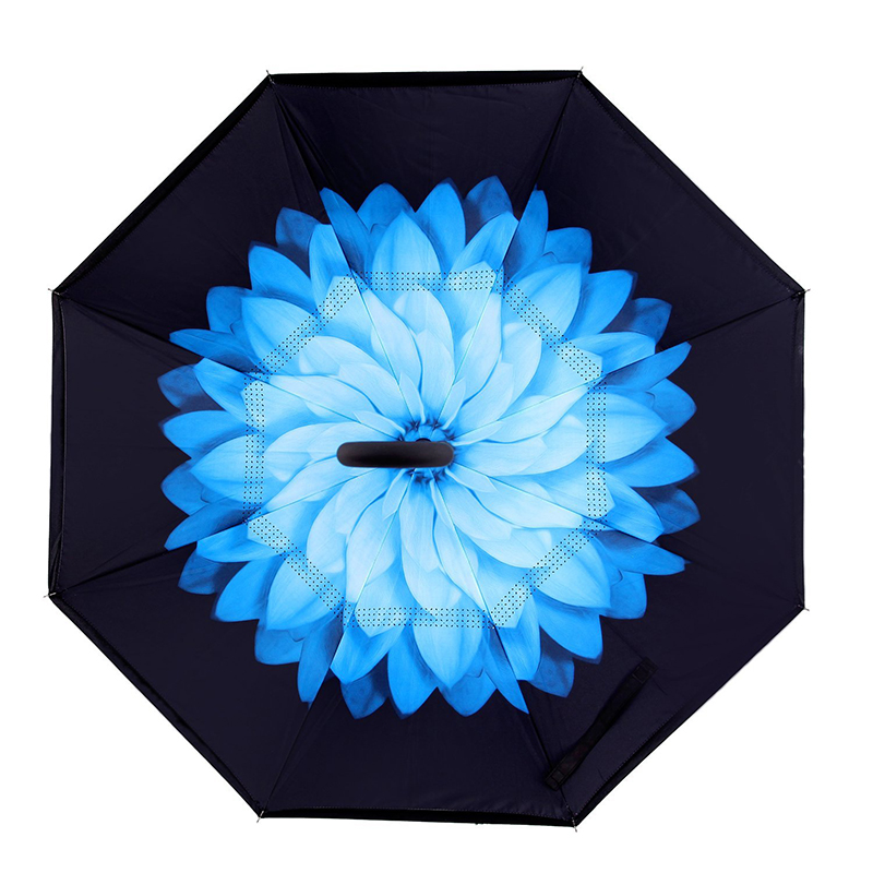 Windschutz des Fiberglasrahmens populärer Regenschirm der Blume kundenspezifisch Rückseite angepasst