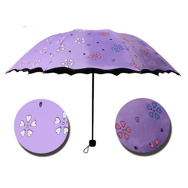 Wunderschöner 3-fach manueller offener Regenschirm zum Wechseln der Zauberfarben