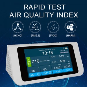 Dienmer Multifunktionsluftdetektor Tragbarer Gassensor Intelligente Kalibrierung PM2.5 PM10 PM1.0 HCHO Luftqualitätsmonitor
