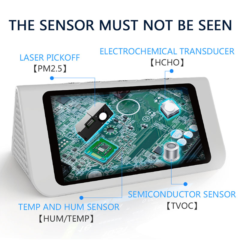 Dienmer Multifunktionsluftdetektor Tragbarer Gassensor Intelligente Kalibrierung PM2.5 PM10 PM1.0 HCHO Luftqualitätsmonitor