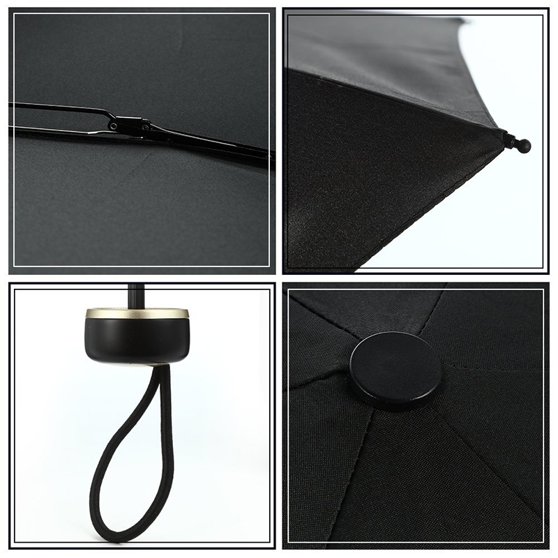 Schwarzer Pongee-Stoff Metallrahmen Kunststoffgriff manuell geöffneter 5-fach Mini-Taschenschirm