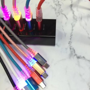 mit LED Schnelles Aufladen Rundes USB-Kabel für Micro-USB, Typ C, iPhone-Blitzaufladung und -Synchronisation