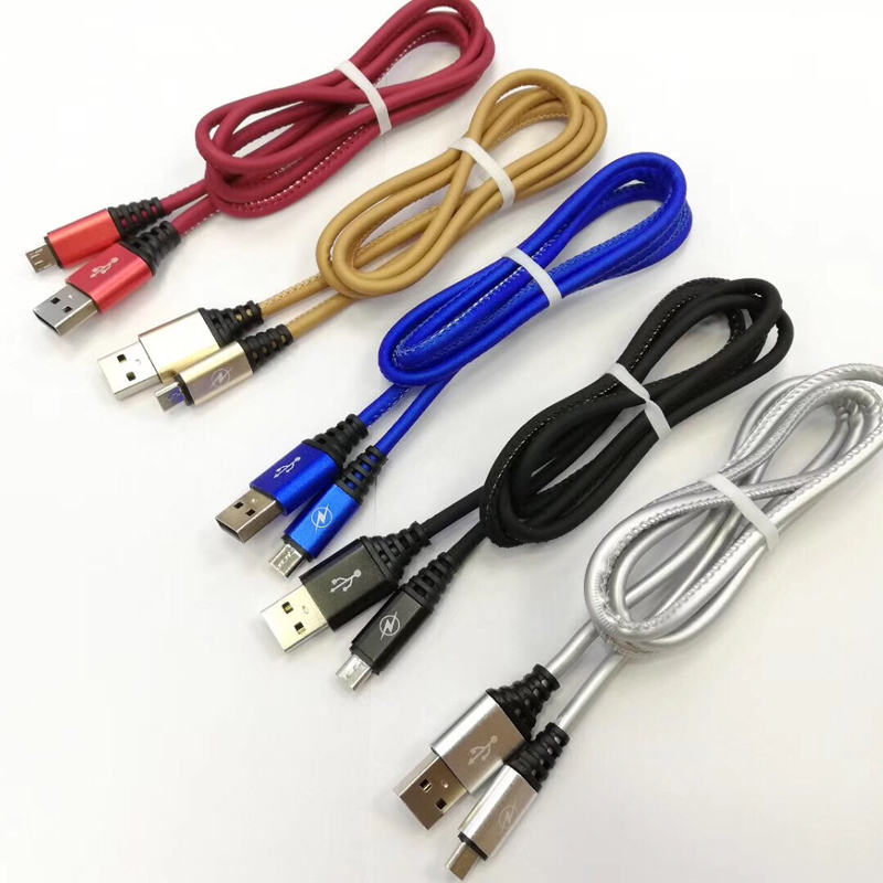 Schnelles Aufladen des PU-Leders Rundes USB-Kabel für Micro-USB, Typ C, iPhone-Blitzladung und Synchronisierung