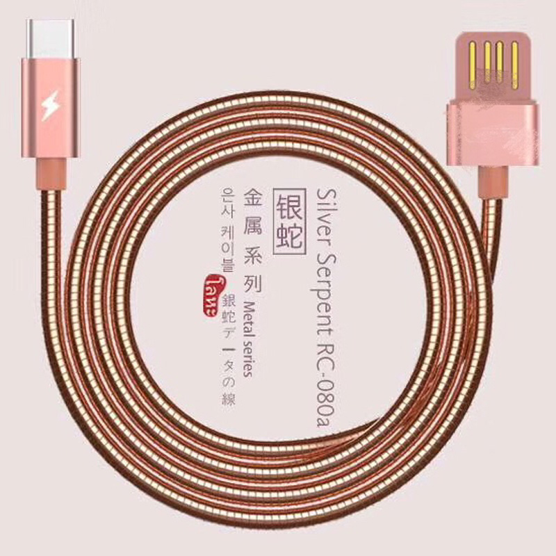 Doppelgesicht USB 2.0 Metallschlauchkabel, das rundes Aluminiumgehäuse auf USB 2.0 Datenkabel auflädt