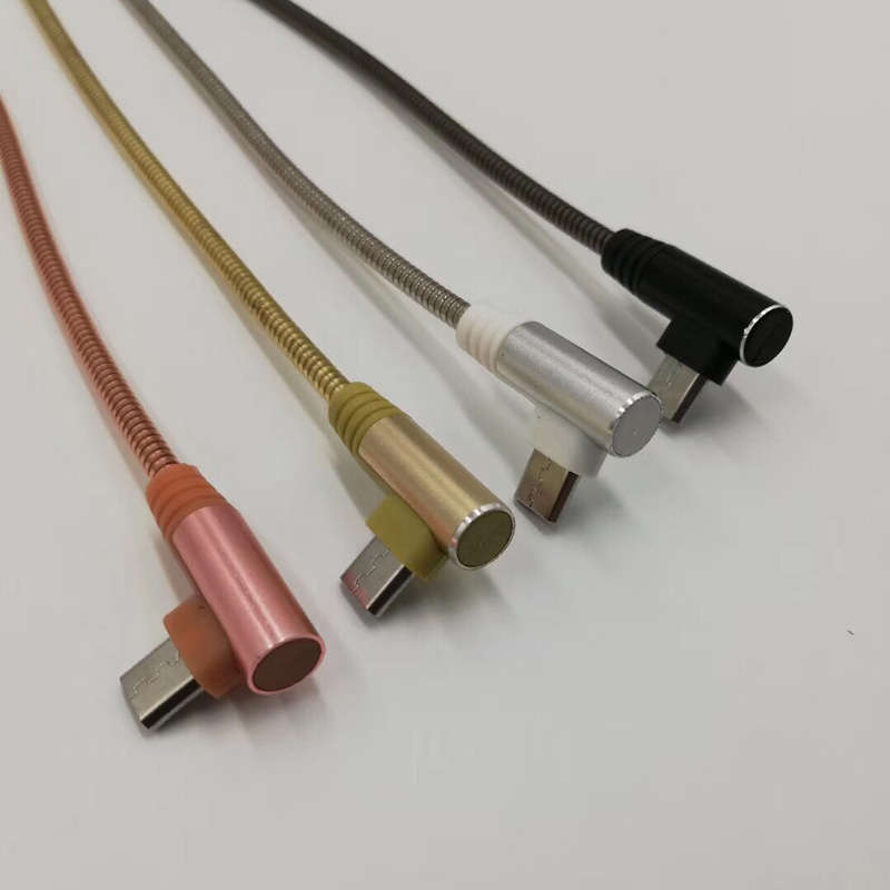 USB 2.0 Metallröhrenkabel Lade-Rundgehäuse aus Aluminium USB-Kabel für Micro-USB, Typ C, iPhone-Blitzladung und Synchronisation