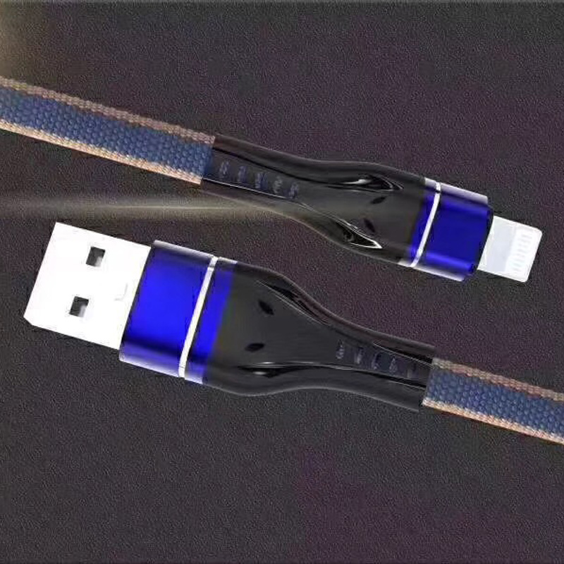 Geflochtenes, schnelles Aufladen Flaches Aluminiumgehäuse Flex Biegung Verwirrungsfreies USB-Datenkabel für Micro-USB, Typ C, iPhone-Blitzladung und Synchronisierung