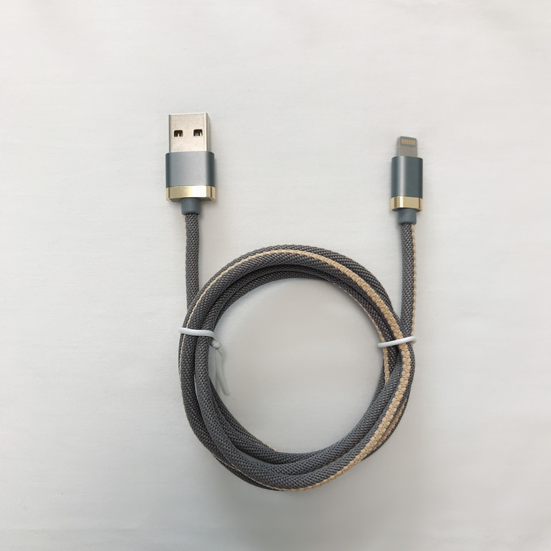Geflochtene 3,0A-Schnellladefunktion für rundes Aluminiumgehäuse USB-Datenkabel für Micro-USB, Typ C, iPhone-Blitzladung und Synchronisierung