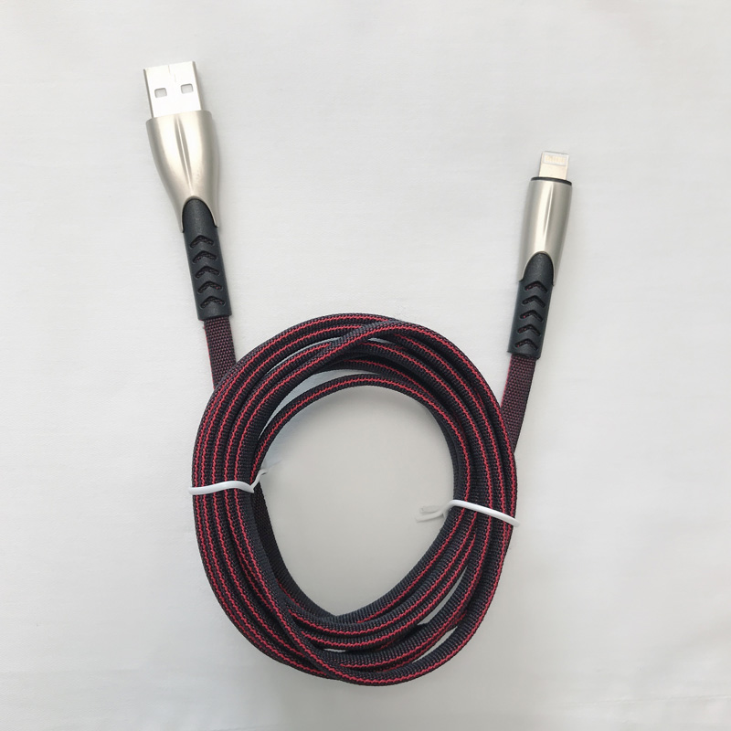 2 Meter 1.8A Geflochtene Schnellladung Flache Zinklegierung Gehäuse Tangle Free Flex Verbiegung USB Datenkabel für Micro USB, Typ C, iPhone Blitzladung und Synchronisation